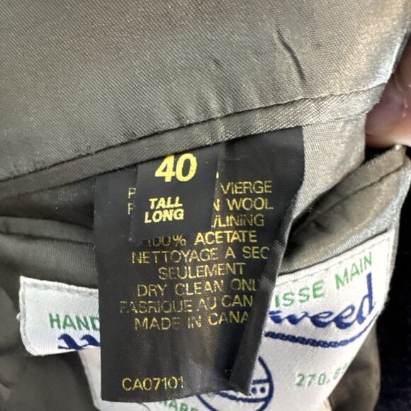 Harris Tweed Herringbone Sport Coat 40L Handwoven 100% Virgin Wool Gray Blazer - Picture 6 of 7